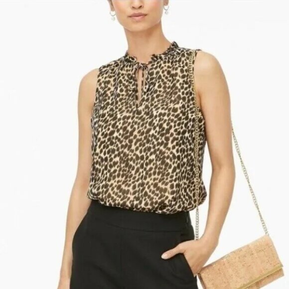 J. Crew Cheetah Leopard Print Sleeveless Blouse XS - Picture 1 of 5